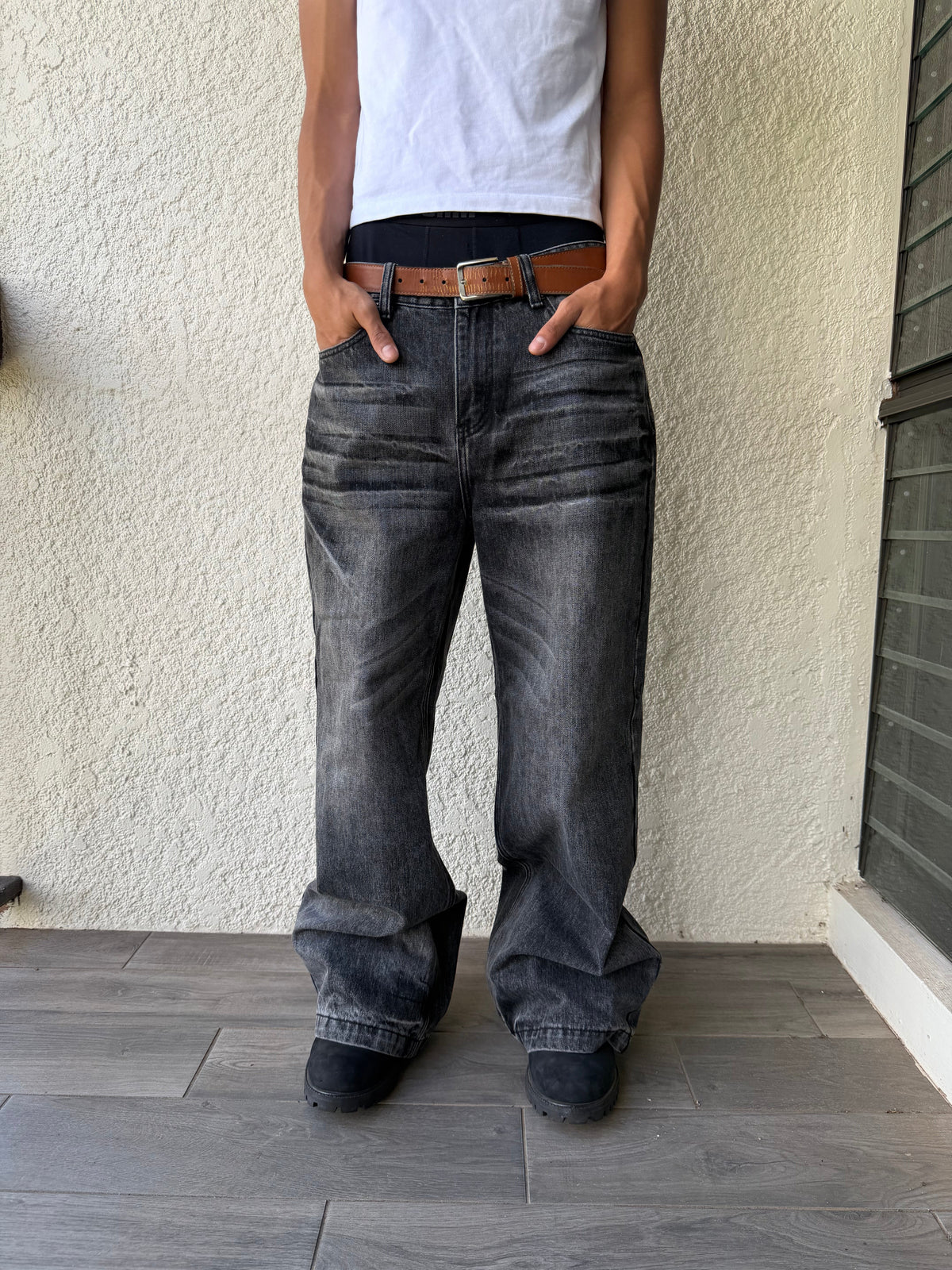Dark Black Bootcut Denim