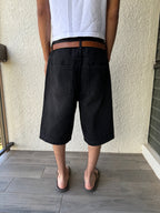Black Double Knee Jorts