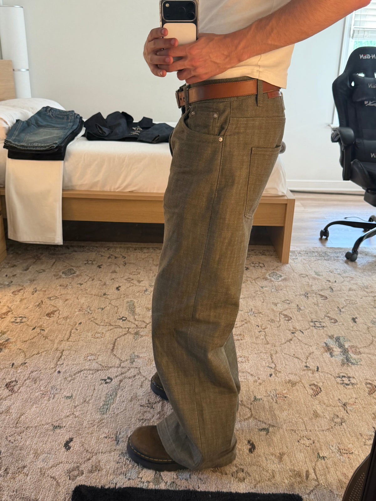 Green Bootcut Selvedge Denim