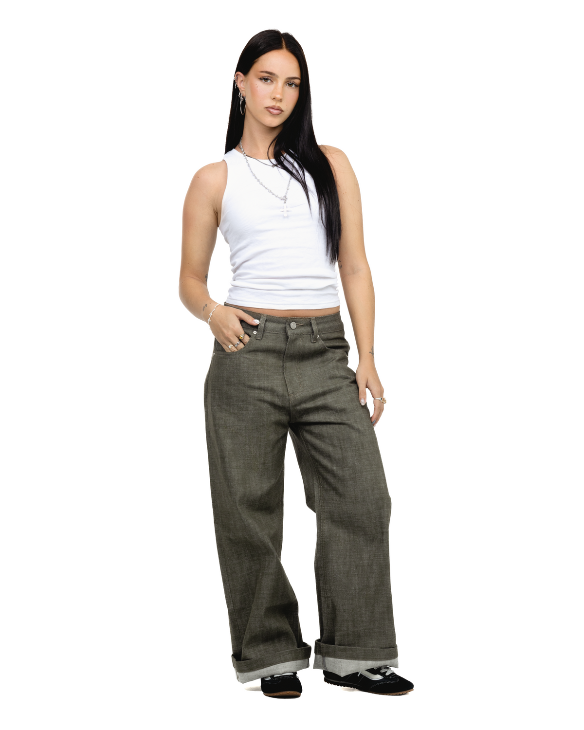 Green Bootcut Selvedge Denim