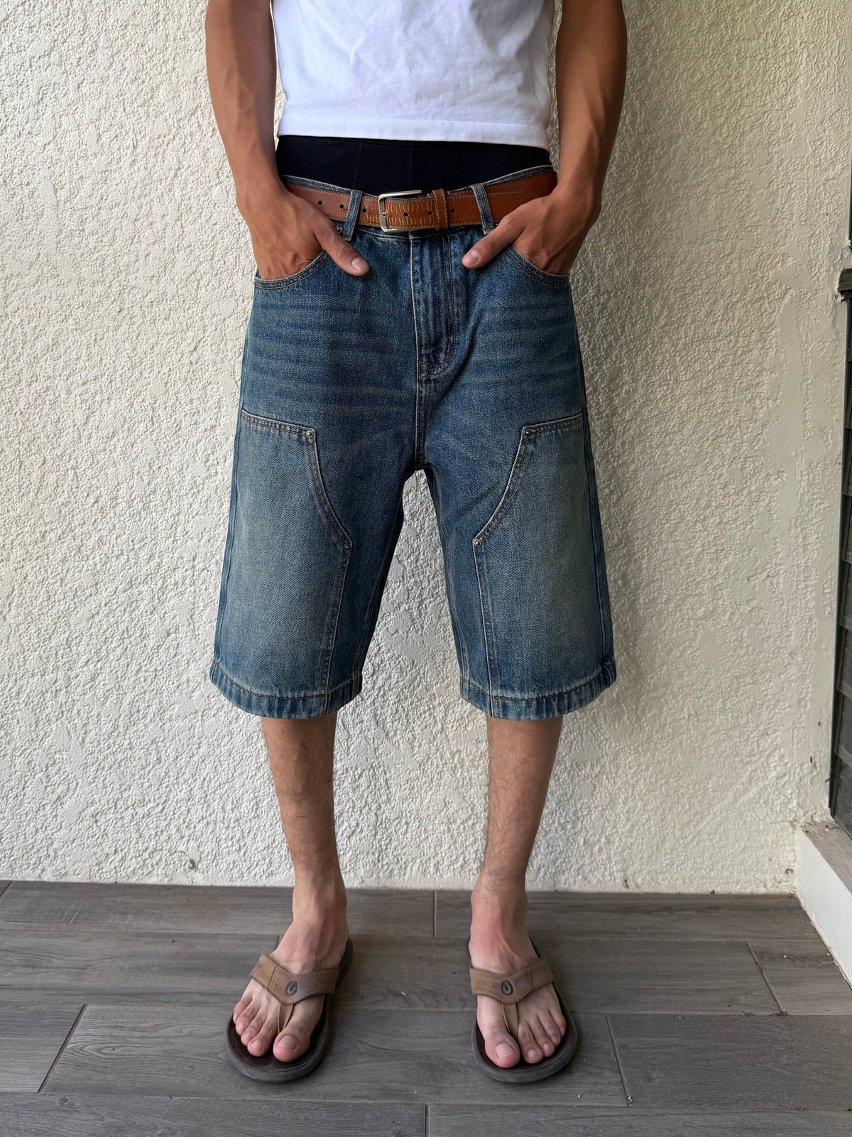Blue Double Knee Jorts