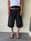 Black Double Knee Jorts