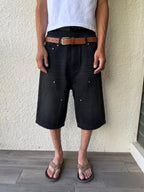 Black Double Knee Jorts
