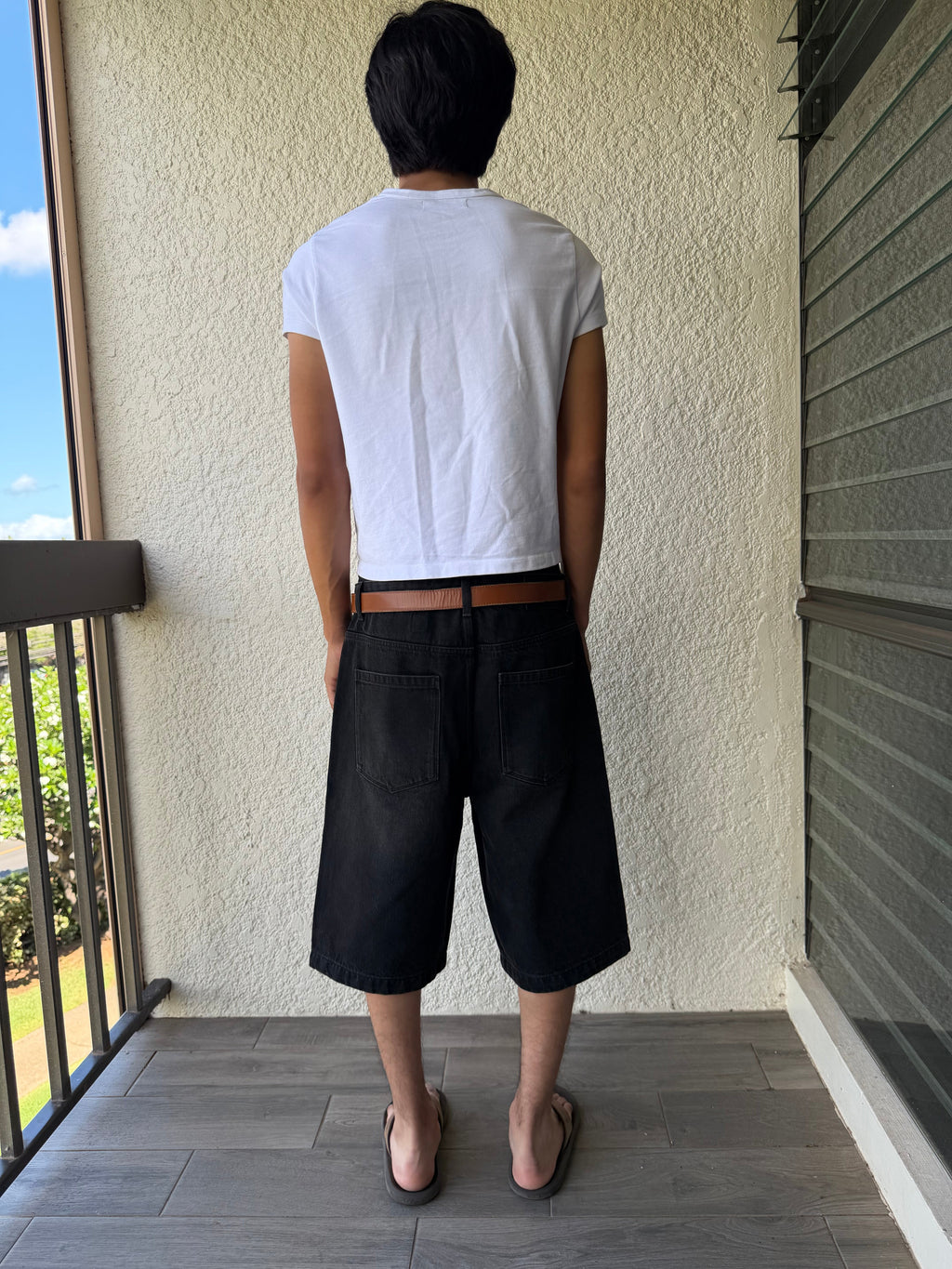 Black Double Knee Jorts