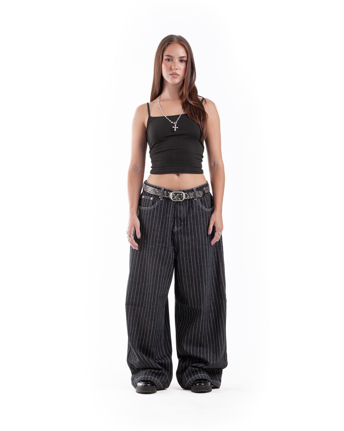 Black Pinstripe Denim