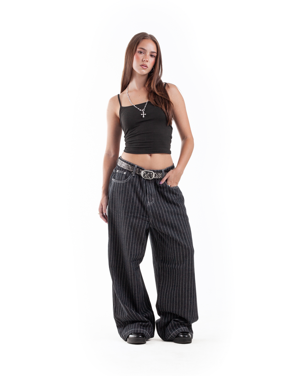 Black Pinstripe Denim