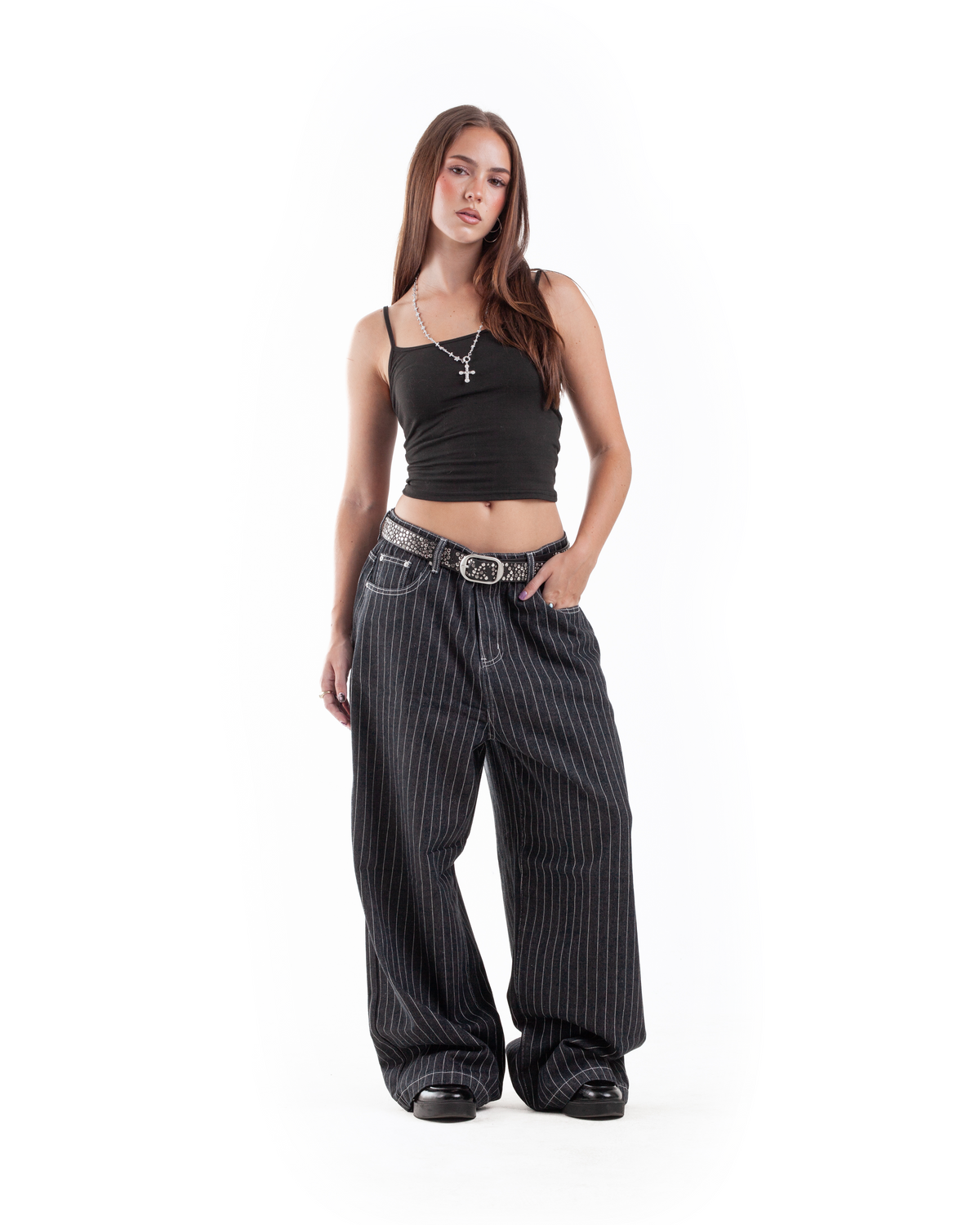 Black Pinstripe Denim
