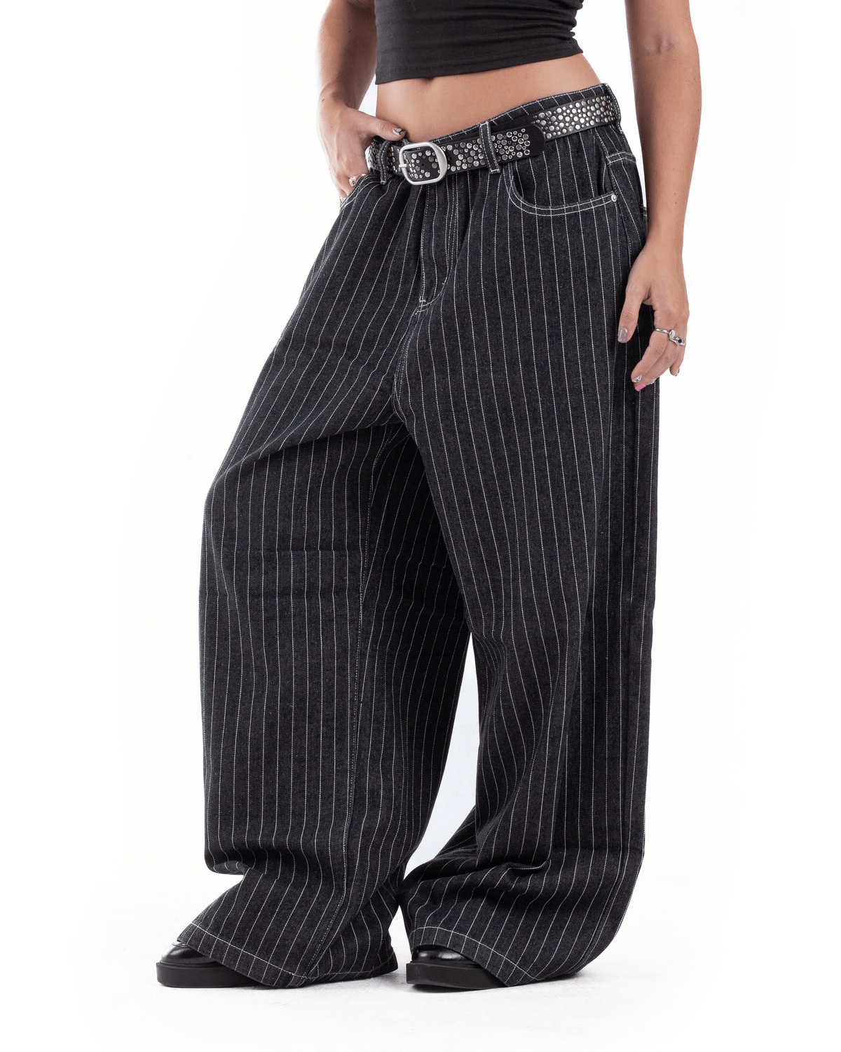 Black Pinstripe Denim