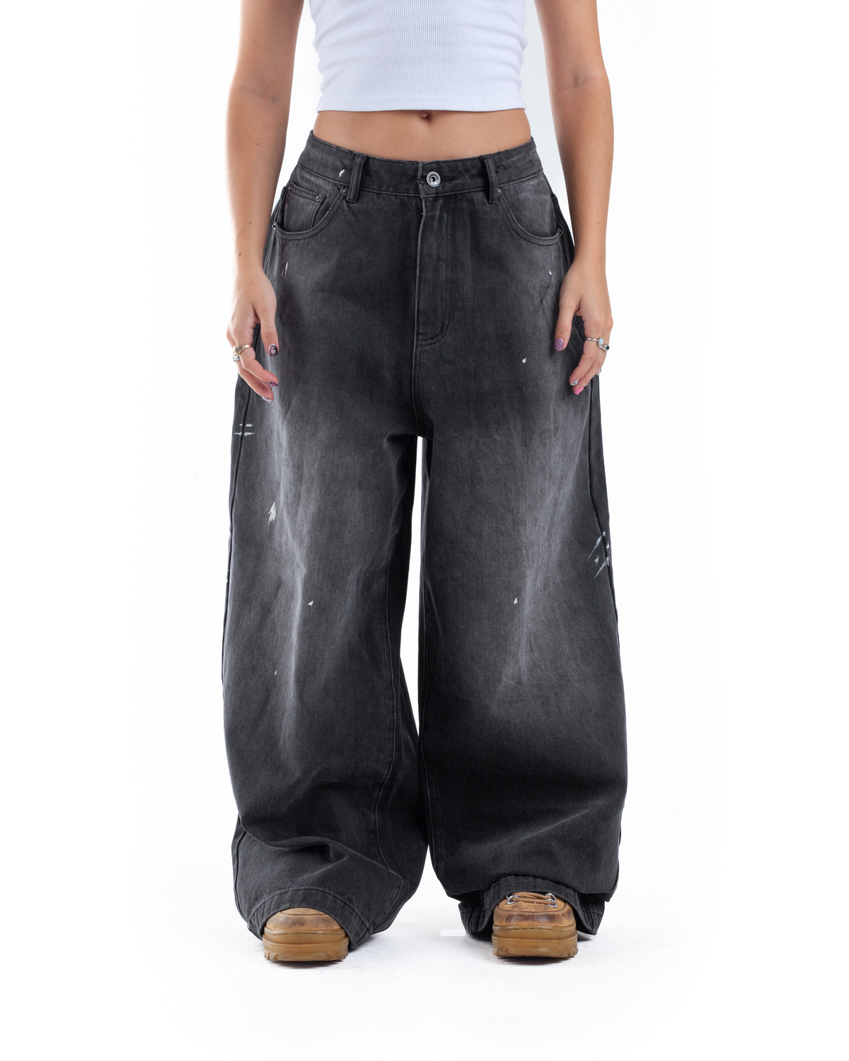 Black Paint Splatter Denim