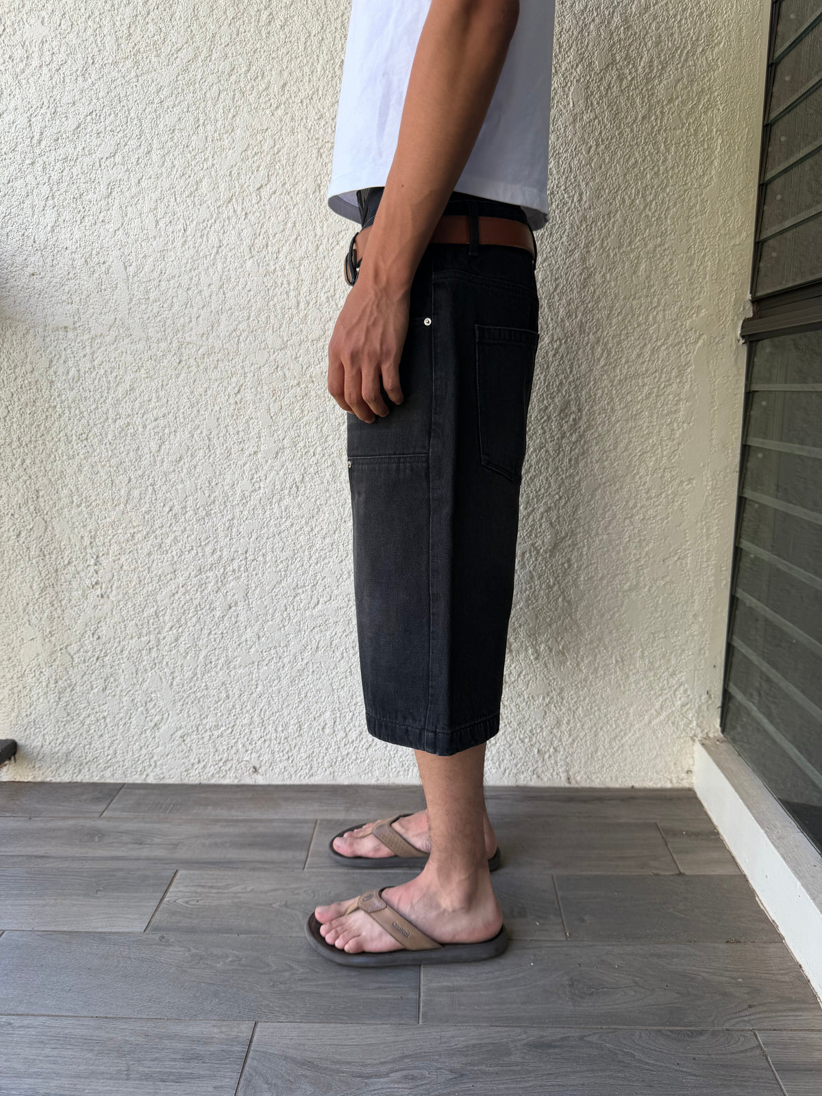 Black Double Knee Jorts