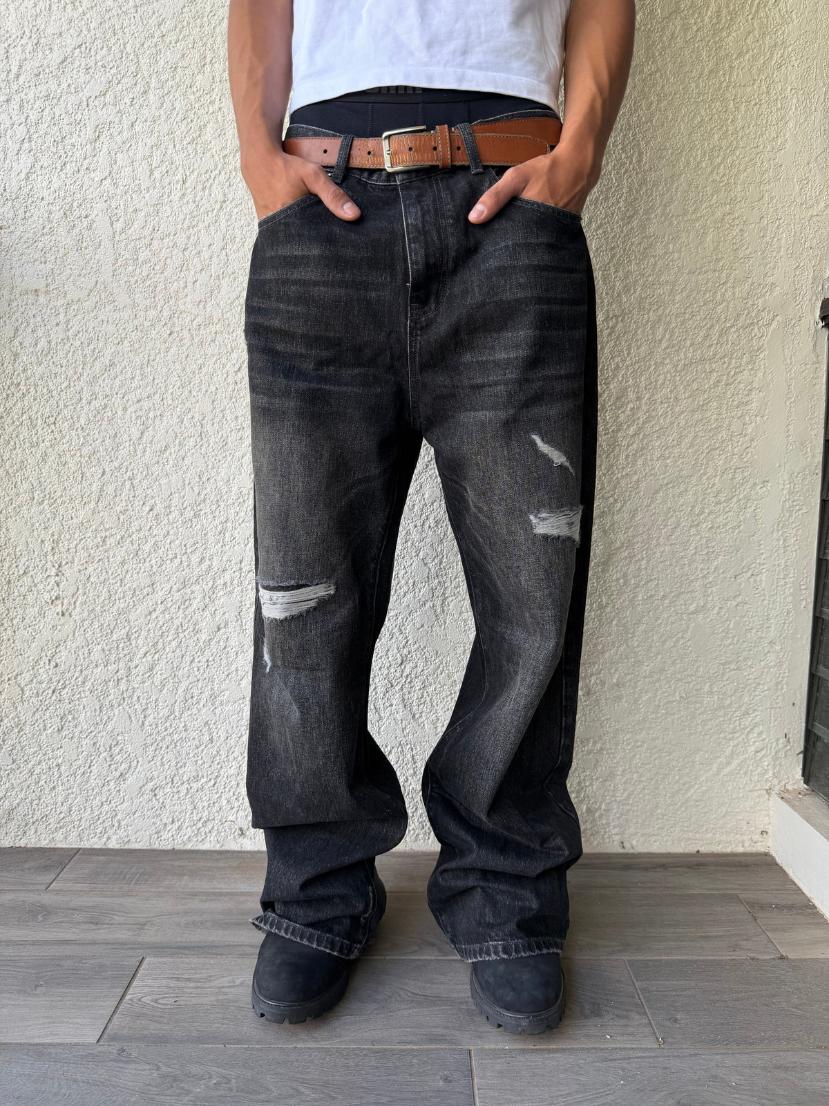 Bootcut Black Worn Denim